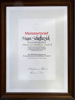 Meisterbrief Hagen Schaffarzick